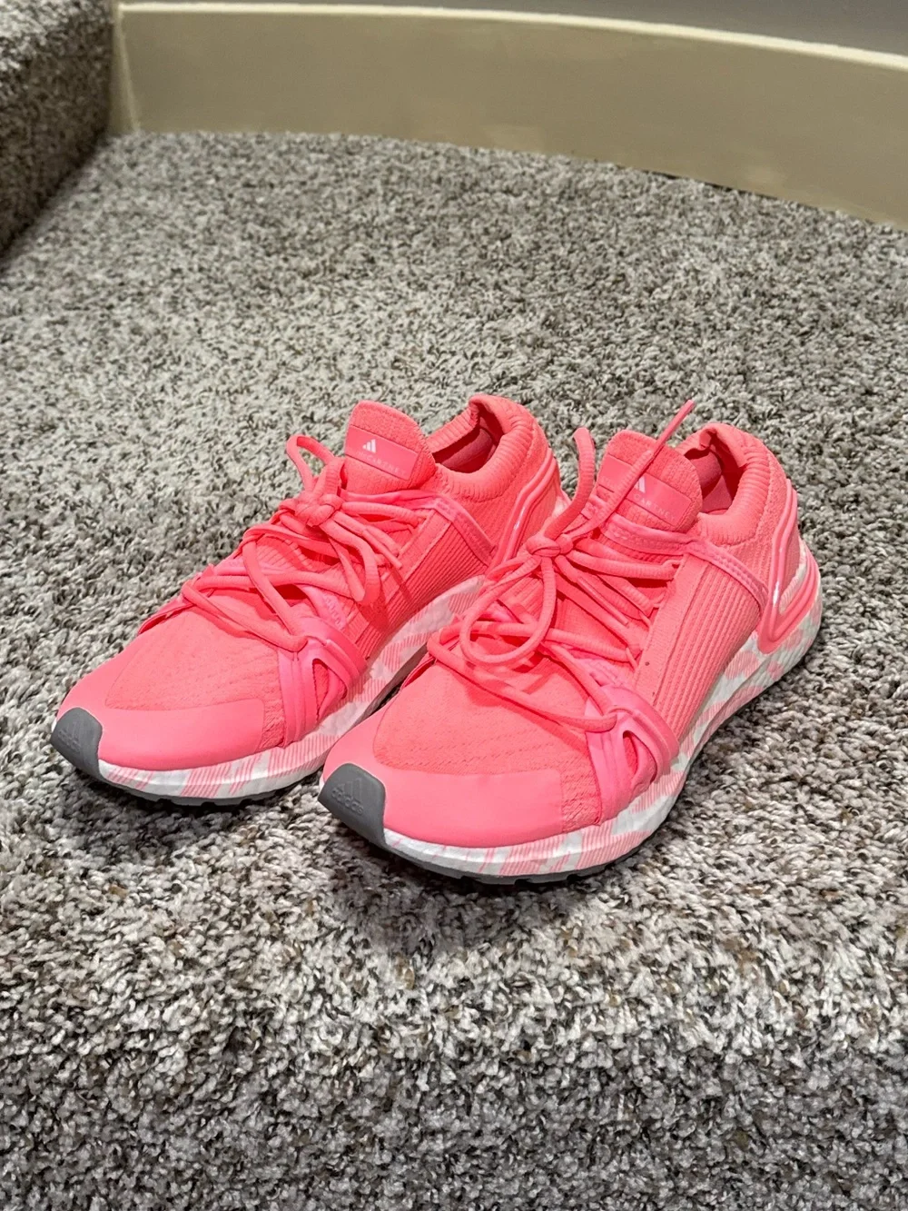 Adidas by Stella McCartney Coral Pink Knit Ultraboost Athletic Sneakers